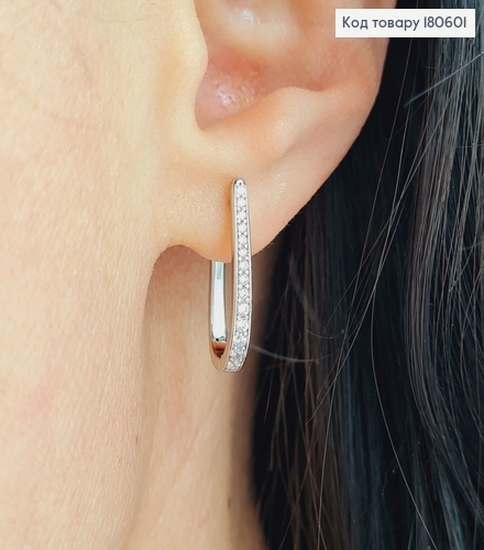 Серьги родированые дуги 2см в камнях  Xuping 180601 фото 1