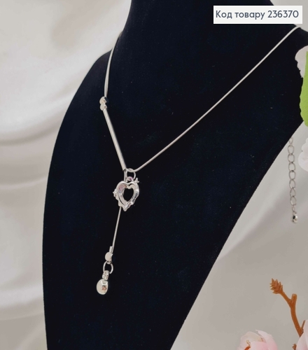 Біжутерія на шию, Серце з чорним камнем + подовжувач, 45+8см, Fashion Jewelry 236370 фото 1