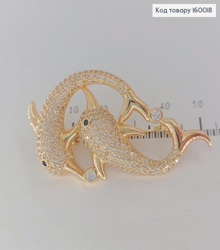 Брошка Дельфины с камнями  18K Xuping 160018 фото 1