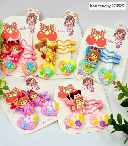 Набор детский: заколка Стрела (4шт), Резинка (2шт), Яркие цвета в ассорт. 274523 фото 1