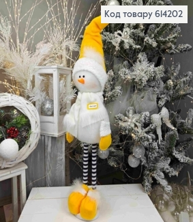 Снеговик в ЯРКО-ЖЕЛТОЙ шапке, 82см, ручная работа, Украина. 614202 фото
