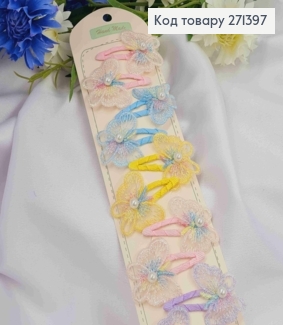 Набір  дитячих заколок (20шт) МЕТЕЛИКИ, розмір 3,5*3см, заколка тік-так 4,5см, ЯСКРАВИХ кольорів 271397 фото