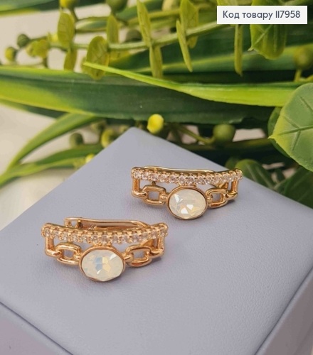 Серьги "Eyes of Freedom" с перламутровым камнем сваровские, 2,5см, английская застежка, Xuping 18K 117958 фото 1