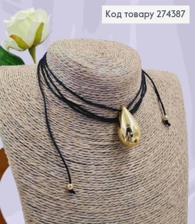 Шнурок з підвіскою КРАПЛИНКА золотого кольору (3см) 274278 фото