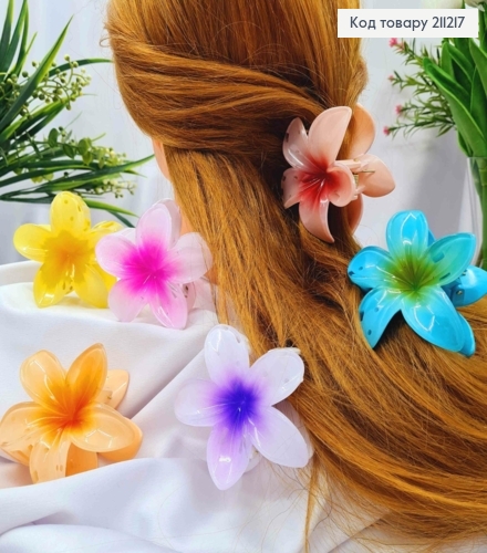 Краб пластик глянцевий "Гавайська Квітка", 8см, Яскраві кольори в асортименті 211217 фото 1