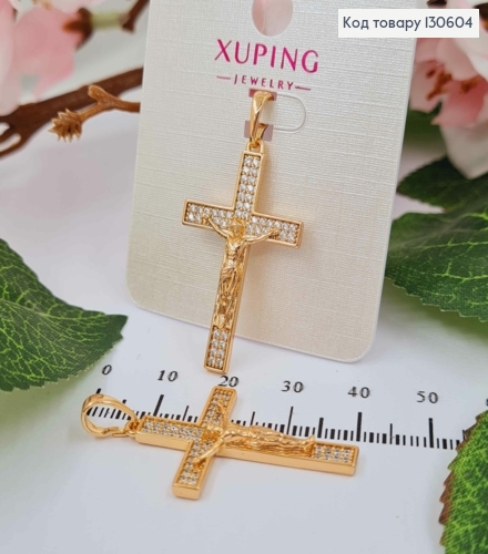 Крестик в камешках с распятием, размер 3,1*2см, Xuping 18K 130604 фото 1