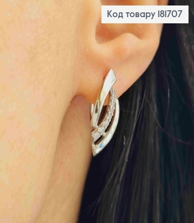 Серьги родованные "Stylish" с Блестящими камешками, 2,2см, английская застежка, XUPING 181707 фото