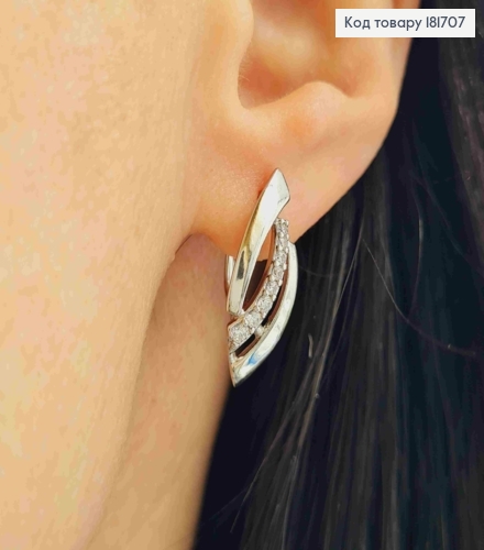 Серьги родованные "Stylish" с Блестящими камешками, 2,2см, английская застежка, XUPING 181707 фото 1