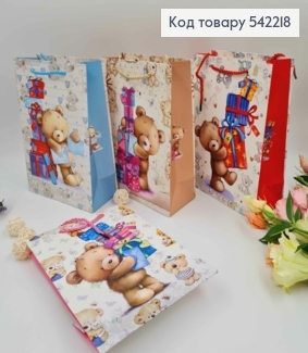 Пакет бумажный, "Милые мишки с подарками", в ассорт. 24*18*8см 542218 фото