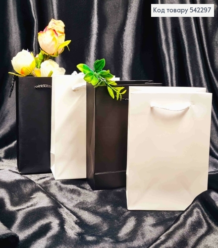 Пакет паперовий Однотонний, 16*12*6см, Чорний/ Білий кольори в асортименті 542297 фото 1