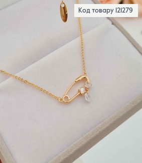 Цепочка 1мм, длина 48+5см, с подвеской "Шпилька" с бантиком, Xuping 18K 121279 фото