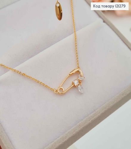 Цепочка 1мм, длина 48+5см, с подвеской "Шпилька" с бантиком, Xuping 18K 121279 фото 1