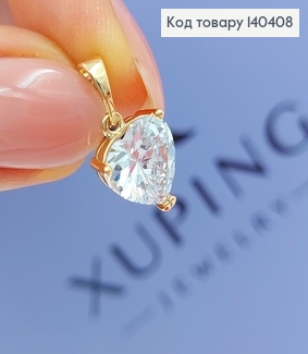 Кулон сердечком с камнем 1 см медицинское золото Xuping 140408 фото