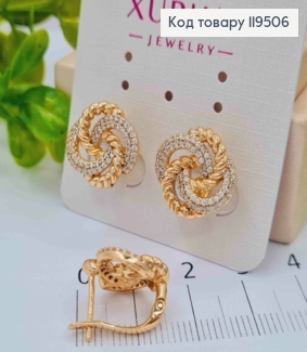 Серьги "Галактика" с Блестящими камешками, 1,4см, английская застежка, Xuping 18K 119506 фото