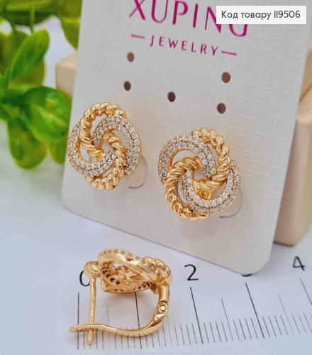 Серьги "Галактика" с Блестящими камешками, 1,4см, английская застежка, Xuping 18K 119506 фото 1