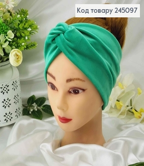 Повязка мягкий велюр, Свет Изумрудного цвета, 23,5*11см, ручная работа 245097 фото