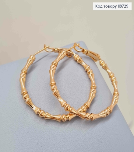 Серьги кольца "Текстурные", диаметр 3,5см, Xuping 18K 118729 фото 2