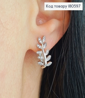 Серьги родированые 1,5*0,9см , Листики с камнями Xuping 180597 фото