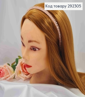 Обруч металевий з Бусинками в два ряди, Рожевого кольору, 8мм 292305 фото