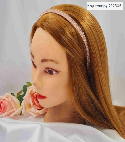 Обруч металевий з Бусинками в два ряди, Рожевого кольору, 8мм 292305 фото 1