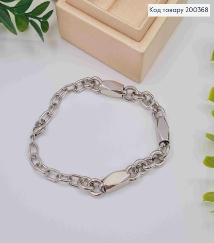 Браслет родований ЯКІРНЕ плетіння з Фігурними вставками, довж 19см, Xuping 200368 фото 2