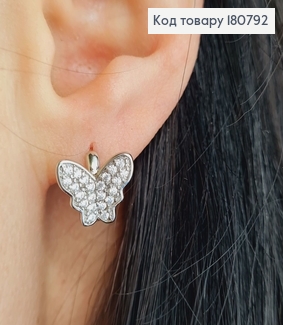 Сережки родированая кольца Бабочки в камнях, 1,2*1см, Xuping 180792 фото