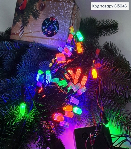 Гирлянда лампочка-цилиндр черная проволока 9 м 100 LED цветная 613046 фото 1