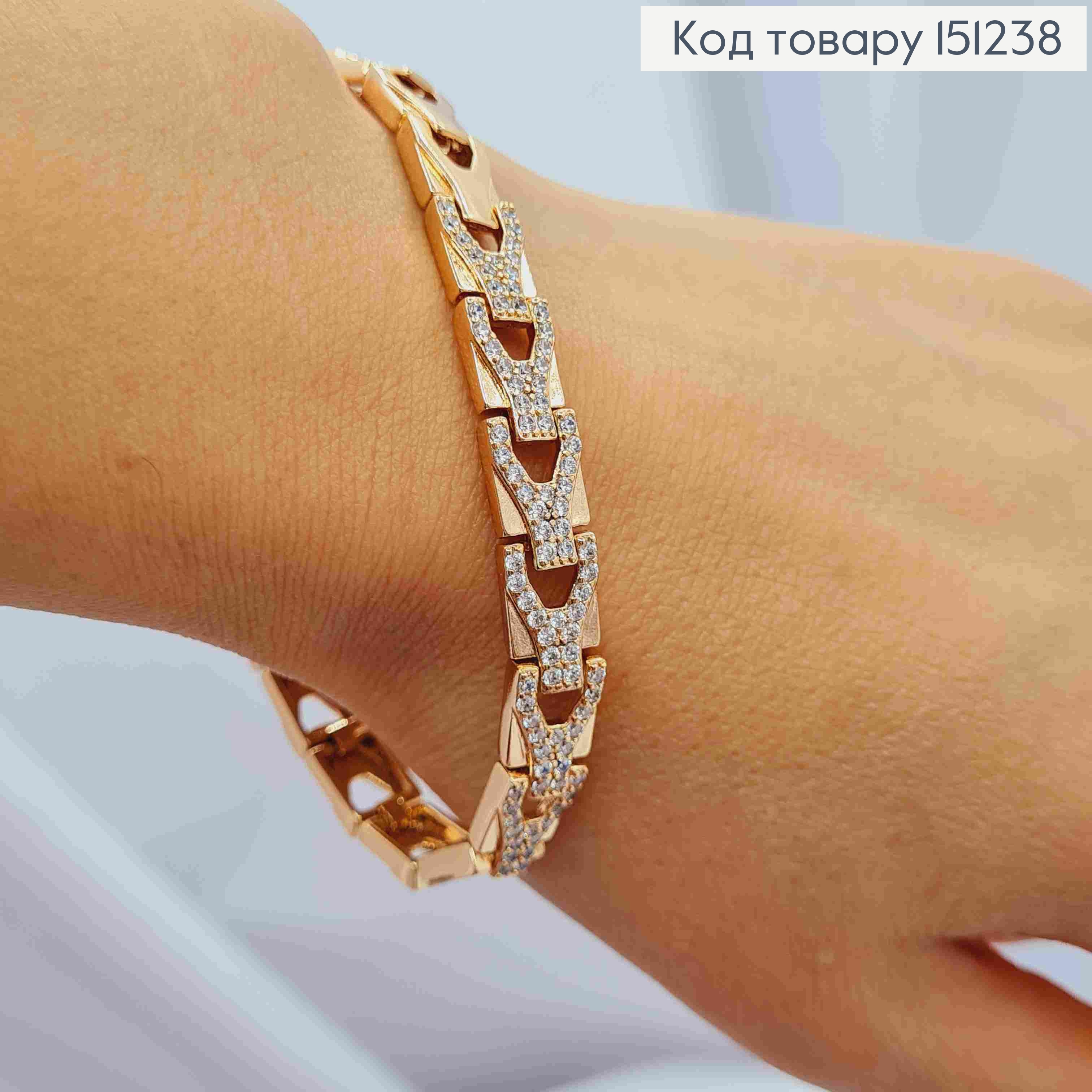 Браслет "Изысканный" украшен Блестящими камешками, длина 17+2см, Xuping 18K 151238 фото 2