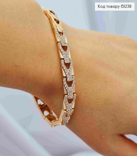 Браслет "Вишуканий" прикрашений Блискучими камінцями, довжина 17+2см, Xuping 18K 151238 фото 2