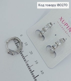 Сережки кільця   з камінцями  родіроване медзолото Xuping 180270 фото