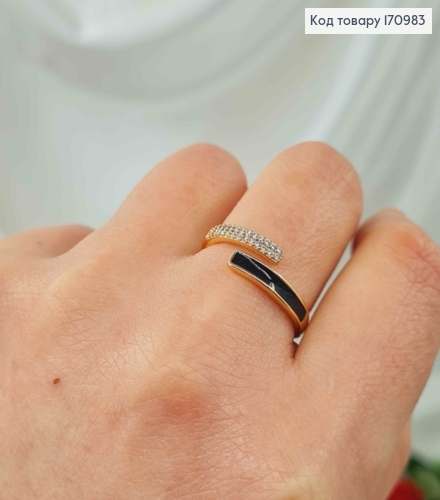 Кольцо с черной эмалью и камешками, Xuping 18K 170983 фото 1