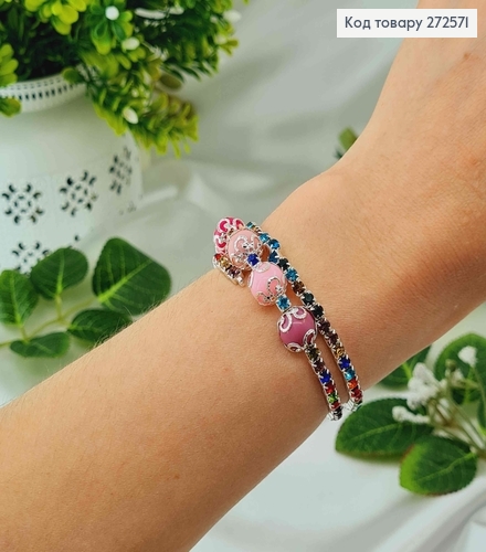 Браслет Пружинка, с разноцветными бусинками и камешками. 272571 фото 2