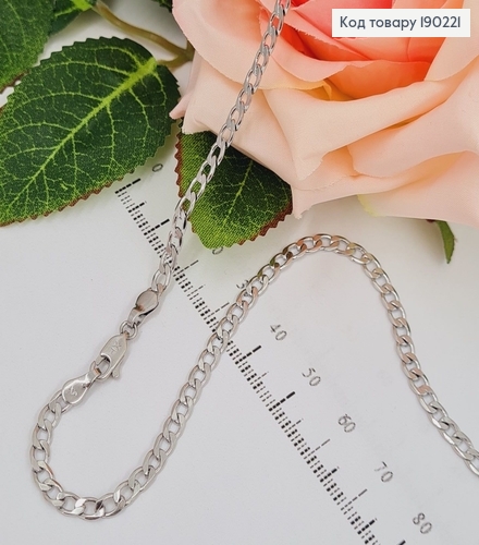 Цепочка родированая панцирное плетение 3мм, длина 60см, Xuping 190221 фото 1