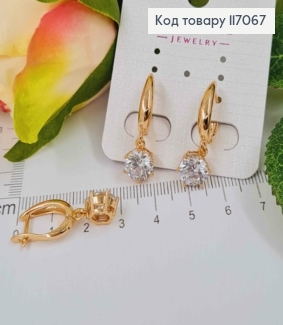 Серьги, с подвеской круглым камешком 1см, дл. 2см, Xuping 18K 117067 фото