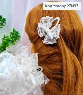 Набір заколок Тік-так (12шт), АЖУРНИЙ БАНТИК, Білого кольору, заколка 5см, бантик 6,5*6см 271493 фото