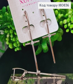 Сережки родовані Хрести з камінцем (англ.застібка), 5,5*1,5см, Xuping 180836 фото