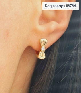 Серьги кольца (1,1см), "Бантик" с блестящим камнем (1,1см), XUPING 18K 118784 фото