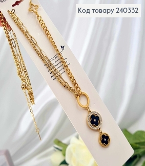 Цепочка лимонного цвета, комбинированное переплет, с подвеской. Сталь Stainless steel, дл. 46+6 240332 фото