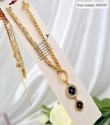 Цепочка лимонного цвета, комбинированное переплет, с подвеской. Сталь Stainless steel, дл. 46+6 240332 фото 1