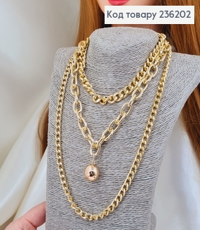 Біжутерія на шию Підвіска ланцюжок потрійний 32+6 см 236202 фото
