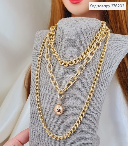Бижутерия на шею Подвеска цепочка тройная 32+6 см 236202 фото 1