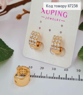 Серьги колечки ШИРОКИЕ с блестящими камешками, диаметр 1,4см, ширина 7мм XUPING 18K 117238 фото