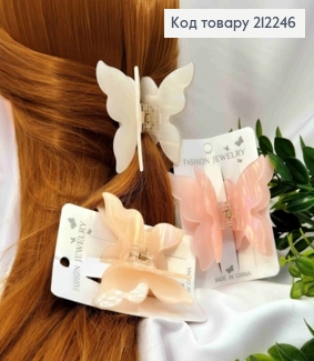 Краб пластик "Бабочка" двойной, размер 6,5*7,5см, светлые цвета в ассортименте 212246 фото