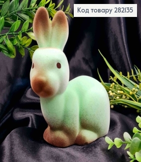 Пасхальна фігурка ЗАЄЦЬ, оксамит, М'ЯТНОГО кольору, 15,5*11,5см 282135 фото