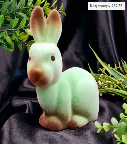 Пасхальная фигурка ЗАЯЦ, бархат, МЯТНОГО цвета, 15,5*11,5см 282135 фото 1