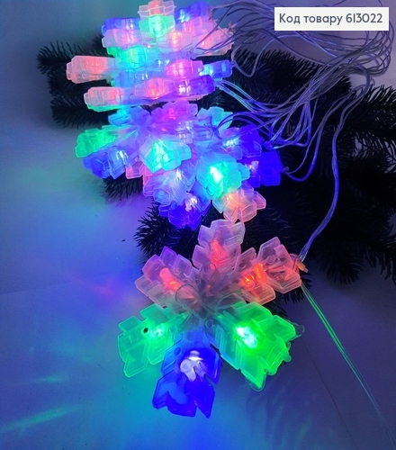 ¶Гирлянда 4 м 10 Снежинки цветные 613022 фото 1