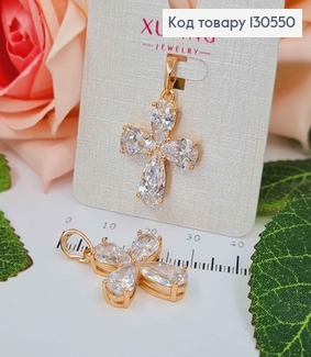 Крестик из четырех камешков, 2,1*1,9см, Xuping 18К 130550 фото
