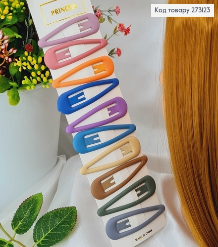 Заколки Тик-так 7см, продолговатые, каучуковое покрытие, матовые пастельные цвета, 10 шт/уп. 273123 фото 2
