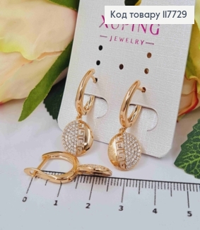 Серьги с подвеской Версаче с камешками, 1,5+1см, англ. зам. Xuping 18K 117729 фото