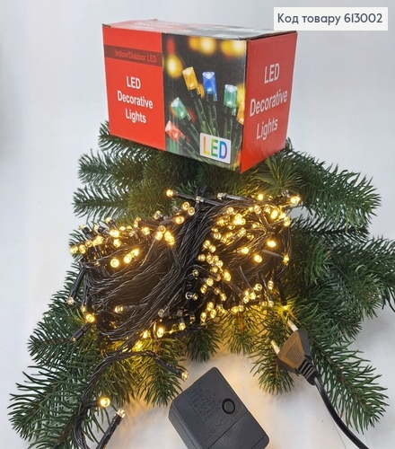 Гирлянда 300 LED 18 м черная проволока белая теплая 613002 фото 1